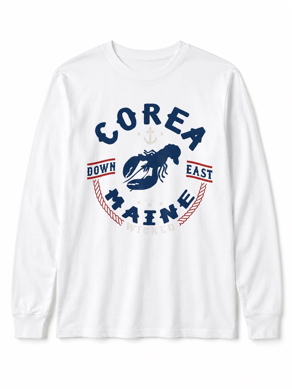 Corea Maine White Long Sleeve Graphic Tee Sz M and XL